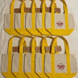 LOT OF 10! NWT! YELLOW - Trader Joe's Limited Edition Mini Canvas Tote Bag!